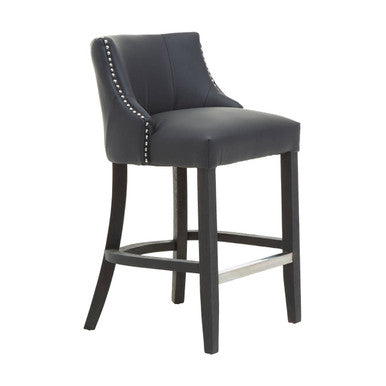 Orsina Kensington Townhouse Black Hevea Bar Chair | Leather-Effect Seat