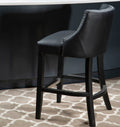 Orsina Kensington Townhouse Black Hevea Bar Chair | Leather-Effect Seat
