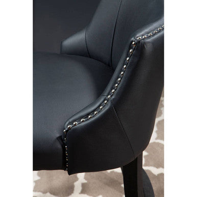 Orsina Kensington Townhouse Black Hevea Bar Chair | Leather-Effect Seat