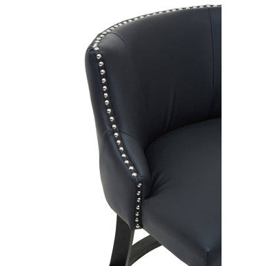 Orsina Kensington Townhouse Black Hevea Bar Chair | Leather-Effect Seat