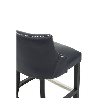 Orsina Kensington Townhouse Black Hevea Bar Chair | Leather-Effect Seat