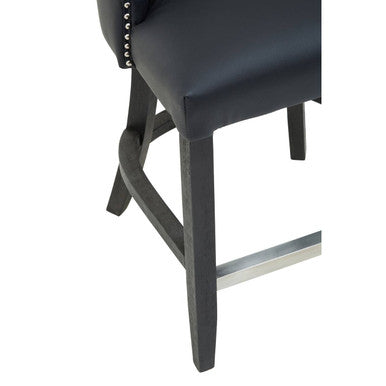 Orsina Kensington Townhouse Black Hevea Bar Chair | Leather-Effect Seat