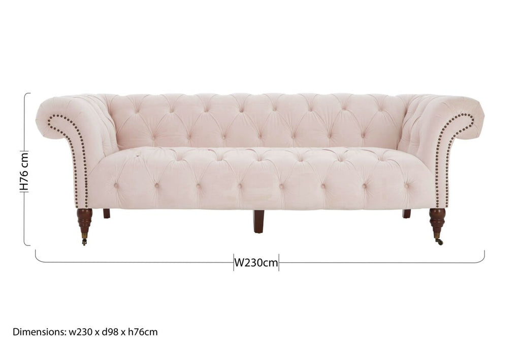 Orsina Suri 3-Seater Chesterfield Sofa - Blossom Velvet Fabric
