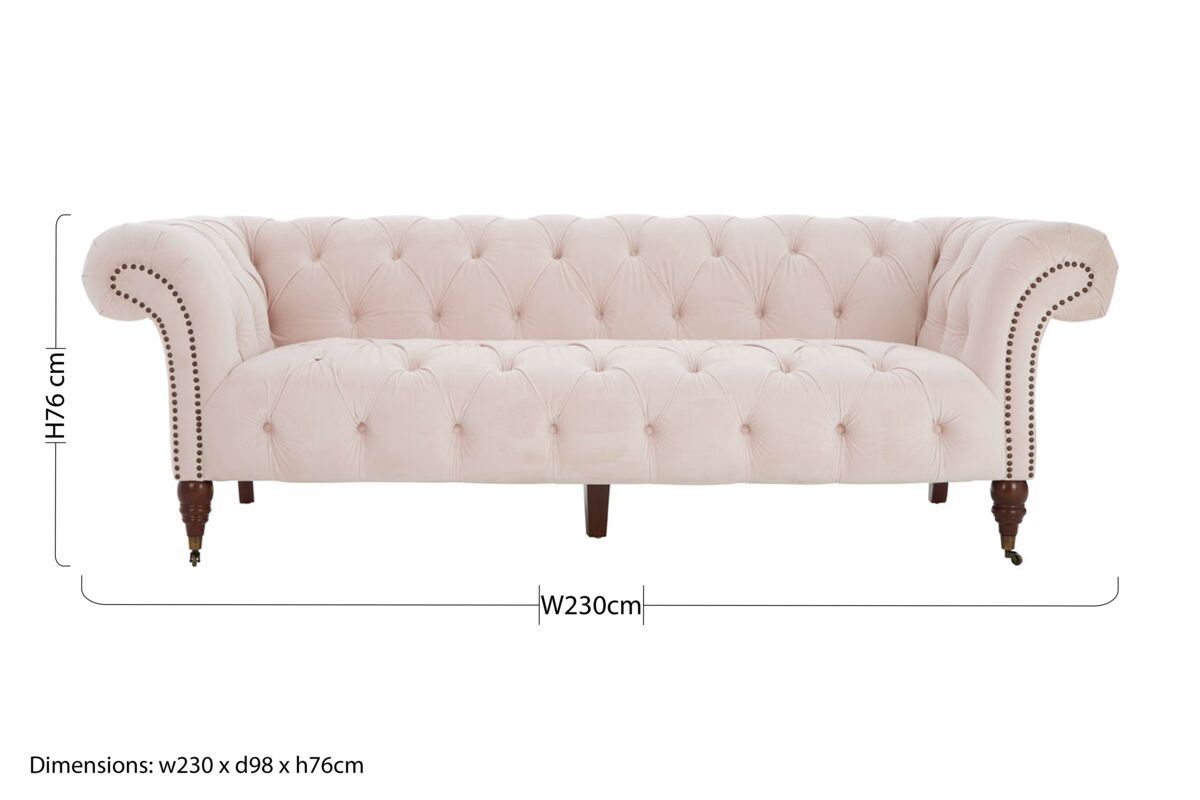 Orsina Suri 3-Seater Chesterfield Sofa - Blossom Velvet Fabric