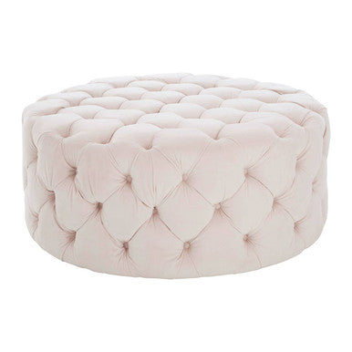 Orsina Suri Blossom Pink Tufted Fabric Footstool – Larch Wood Ottoman
