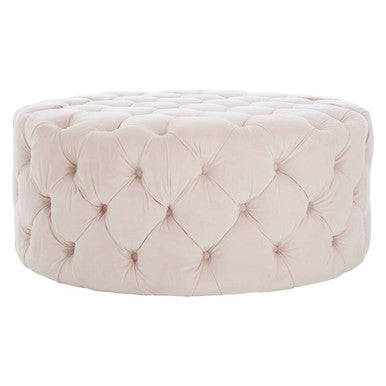 Orsina Suri Blossom Pink Tufted Fabric Footstool – Larch Wood Ottoman