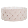 Orsina Suri Blossom Pink Tufted Fabric Footstool – Larch Wood Ottoman