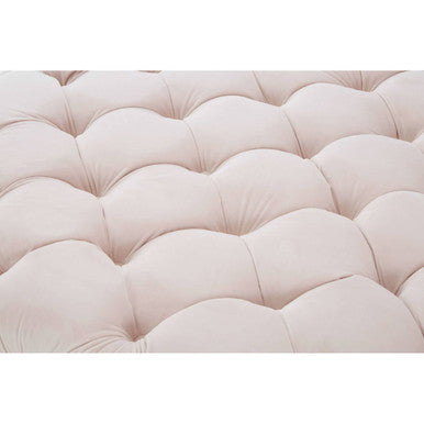Orsina Suri Blossom Pink Tufted Fabric Footstool – Larch Wood Ottoman
