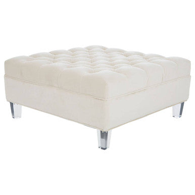 Orsina Samara Sand Velvet Footstool | Modern Ottoman with Acrylic Legs