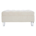 Orsina Samara Sand Velvet Footstool | Modern Ottoman with Acrylic Legs