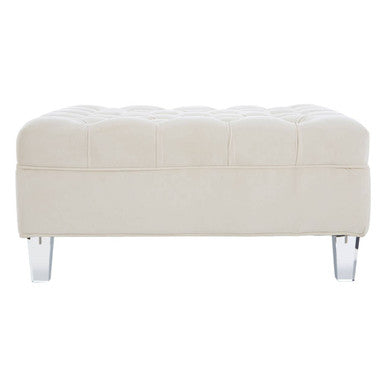 Orsina Samara Sand Velvet Footstool | Modern Ottoman with Acrylic Legs