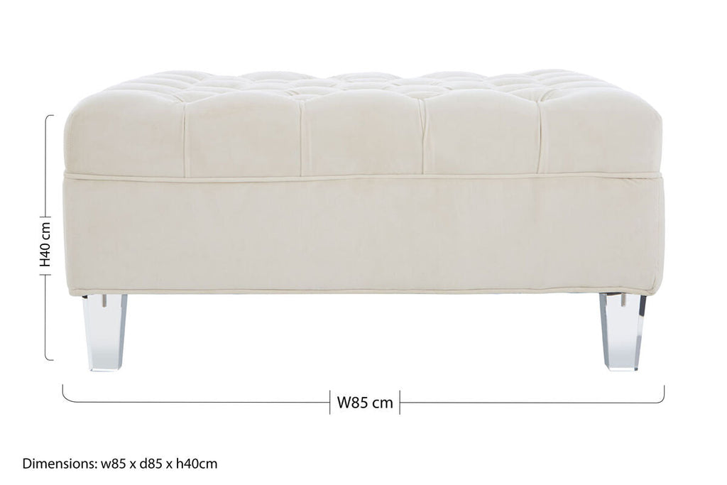 Orsina Samara Sand Velvet Footstool | Modern Ottoman with Acrylic Legs