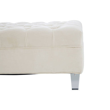 Orsina Samara Sand Velvet Footstool | Modern Ottoman with Acrylic Legs