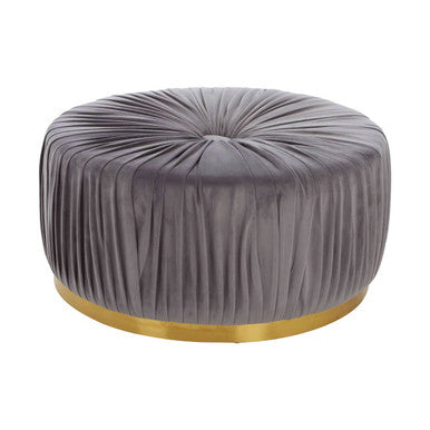 Orsina Shea Grey Velvet Footstool – Sculptural Tiered Ottoman