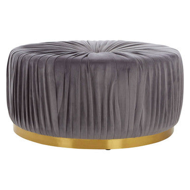 Orsina Shea Grey Velvet Footstool – Sculptural Tiered Ottoman