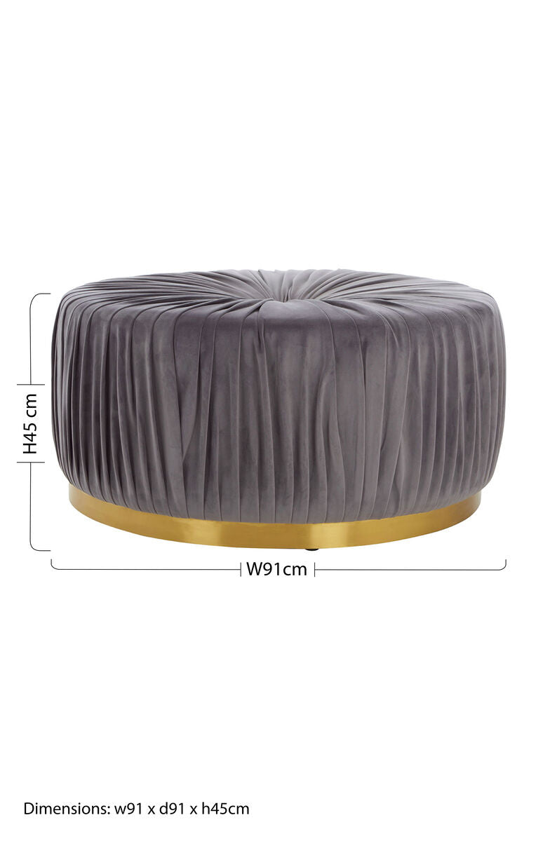 Orsina Shea Grey Velvet Footstool – Sculptural Tiered Ottoman