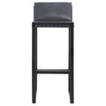 Orsina Kendari Black Leather and Teak Wood Bar Chair – Modern Barstool