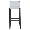 Orsina Kendari Grey Leather Bar Stool – Black Teak Wood Frame