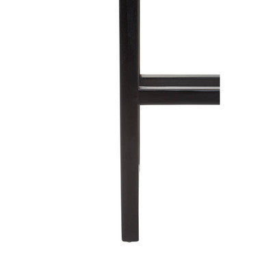 Orsina Kendari Grey Leather Bar Stool – Black Teak Wood Frame