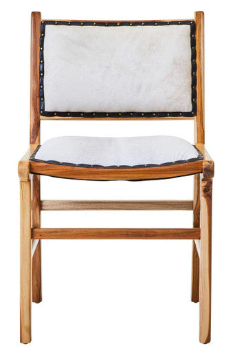 Orsina Kendari Natural Leather and Teak Wood Dining Chair | Walnut