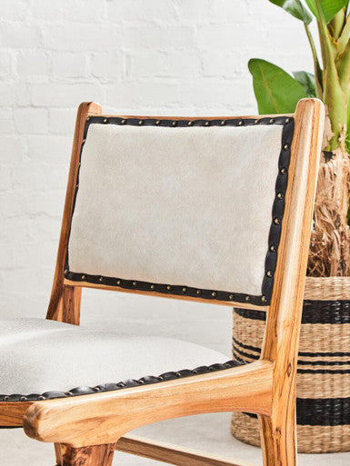 Orsina Kendari Natural Leather and Teak Wood Dining Chair | Walnut