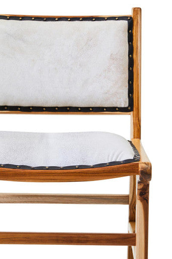 Orsina Kendari Natural Leather and Teak Wood Dining Chair | Walnut