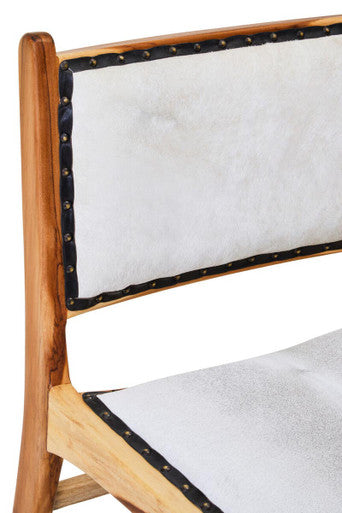 Orsina Kendari Natural Leather and Teak Wood Dining Chair | Walnut