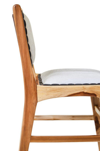 Orsina Kendari Natural Leather and Teak Wood Dining Chair | Walnut