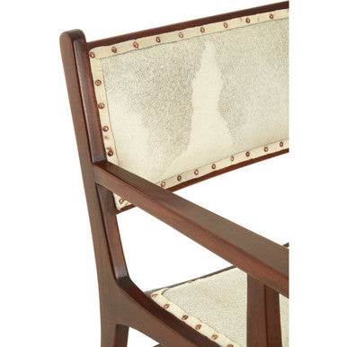 Orsina Kendari Leather and Teak Wood Dining Chair – Cream & Brown