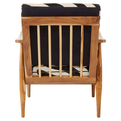 Orsina Kendari Zebra Leather Accent Chair – Teak Wood Armchair
