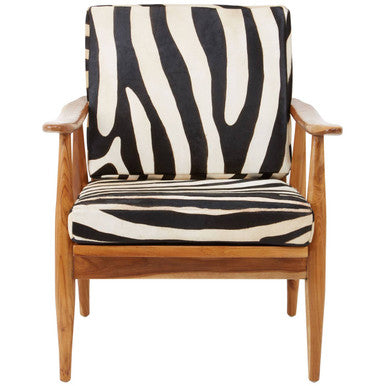 Orsina Kendari Zebra Leather Accent Chair – Teak Wood Armchair