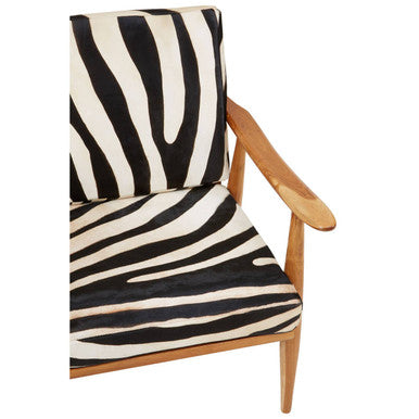 Orsina Kendari Zebra Leather Accent Chair – Teak Wood Armchair