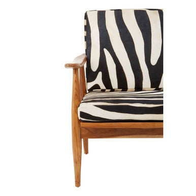 Orsina Kendari Zebra Leather Accent Chair – Teak Wood Armchair