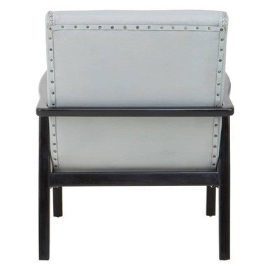Orsina Kendari Grey Leather Accent Chair with Black Teak Frame