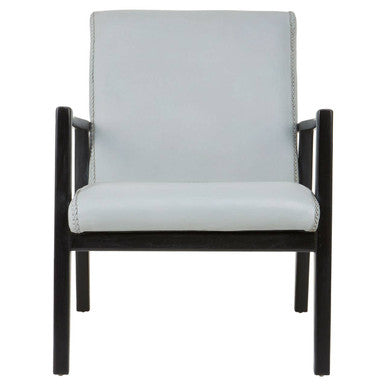 Orsina Kendari Grey Leather Accent Chair with Black Teak Frame