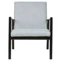 Orsina Kendari Grey Leather Accent Chair with Black Teak Frame