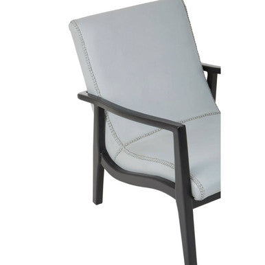 Orsina Kendari Grey Leather Accent Chair with Black Teak Frame