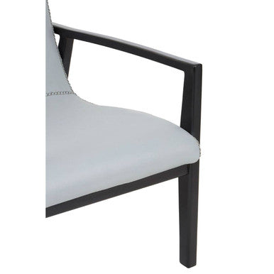 Orsina Kendari Grey Leather Accent Chair with Black Teak Frame