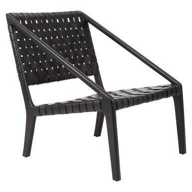 Orsina Kendari Black Woven Leather Accent Chair – Teak Wood Frame