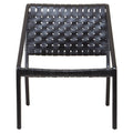 Orsina Kendari Black Woven Leather Accent Chair – Teak Wood Frame
