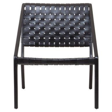 Orsina Kendari Black Woven Leather Accent Chair – Teak Wood Frame
