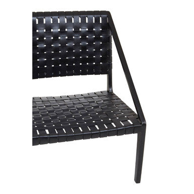 Orsina Kendari Black Woven Leather Accent Chair – Teak Wood Frame