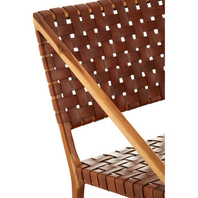 Orsina Kendari Tan Woven Leather and Teak Accent Lounge Chair