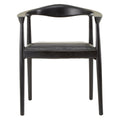 Orsina Kendari Black Leather and Teak Wood Modern Dining Accent Chair