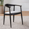Orsina Kendari Grey Leather Accent Chair – Teak Wood Open Back Frame