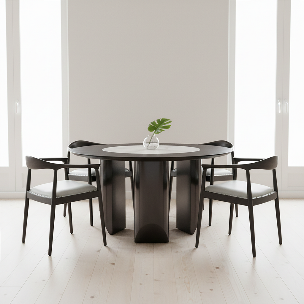 Orsina Kendari Grey Leather Accent Chair – Teak Wood Open Back Frame