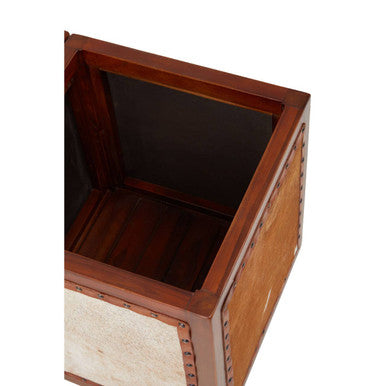 Orsina Kendari Hair on Leather Storage Stool | Brown Ottoman Footrest