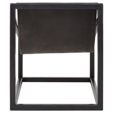 Orsina Kendari Black Leather Sling Accent Chair – Teak Cubic Frame