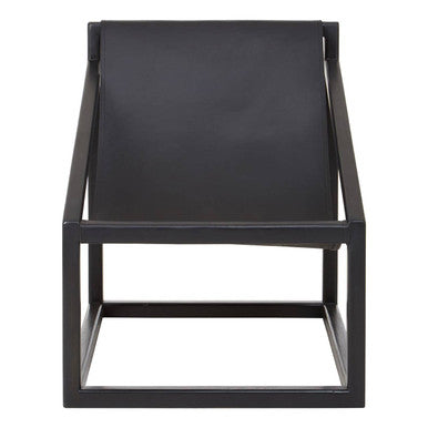 Orsina Kendari Black Leather Sling Accent Chair – Teak Cubic Frame