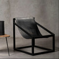 Orsina Kendari Black Leather Sling Accent Chair – Teak Cubic Frame